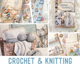 Crochet & Knitting Junk Journal Kit (Standard) - Printable Craft Kit with Journal Pages, Embellishments and Papers - 003227