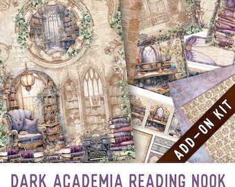Dark Academia Reading Nook Junk Journal Kit ADD-ON, Printable Junk Journal Pages Journal Kit Craft kits Vintage Junk Journal 003344