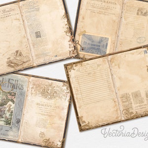 The Old Library Junk Journal Kit, Printable Junk Journal Pages, Printable Junk Journal Kit, Craft kits, Vintage Junk Journal Kit 002451 image 6