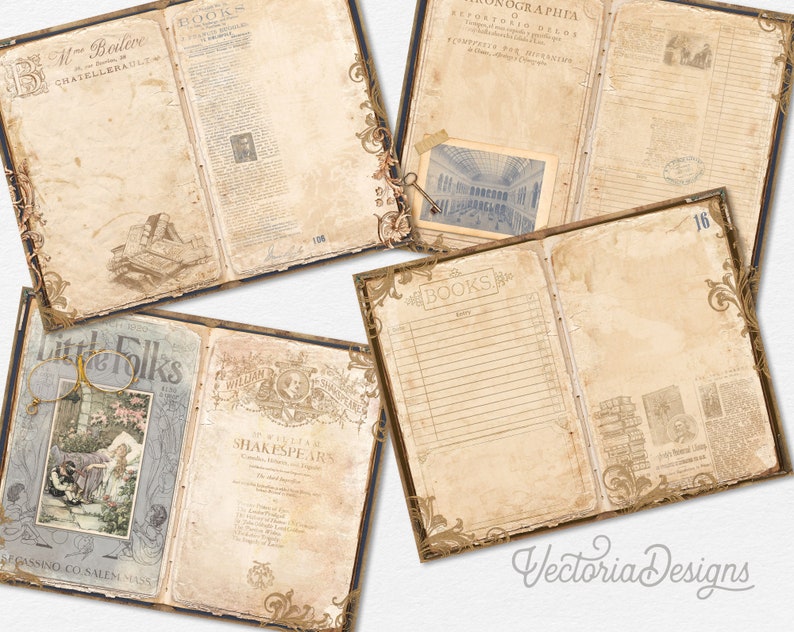 The Old Library Junk Journal Kit, Printable Junk Journal Pages, Printable Junk Journal Kit, Craft kits, Vintage Junk Journal Kit 002451 image 6