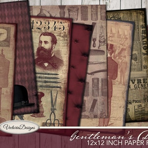 Gentleman's Den Paper Pack 12x12 inch paper digital scrapbooking paper crafting printable scrapbooking instant download digital - 001968