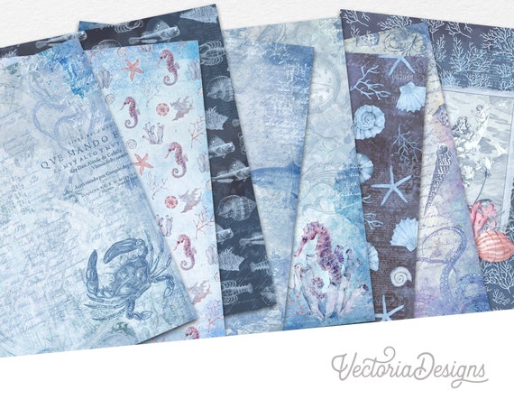 Sea Life Paper Pack, For Junk Journals, Scrapbooking & More (printable) - 002207