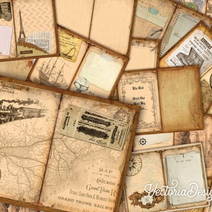 Travel Journal Kit, Printable Journal, Vintage Journal, Scrapbooking Journal, Junk Journal Digital, Paper Craft Pages, Downloads 001914 image 2