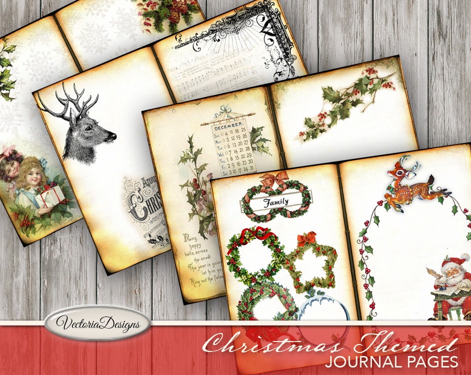 christmas-junk-journal-kit-christmas-printables-christmas-decoration