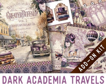 Dark Academia Travels Junk Journal Kit ADD-ON, Printable Junk Journal Pages Journal Kit Craft kits Vintage Junk Journal 003455
