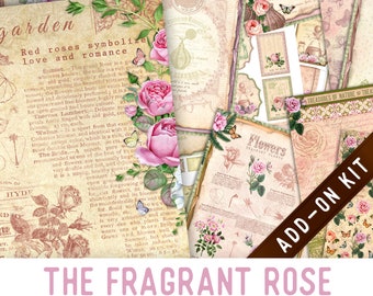 The Fragrant Rose Junk Journal Kit ADD-ON, Printable Junk Journal Pages Printable Junk Journal Kit Craft kits Vintage Junk Journal 003248