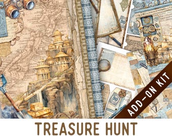 Treasure Hunt Journal Kit ADD-ON, Printable Craft kit with Journal Pages, Embellishments and Papers - 004012