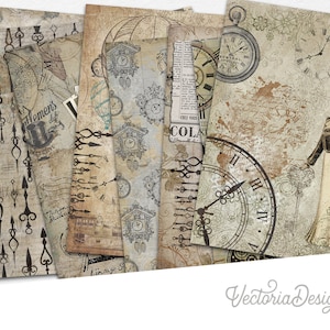 Clocks & Watches Paper Pack, Printable Paper Pack, Decorative Paper, Digital Paper Pack, Craft Paper, Time Keeper Paper Ephemera 002098