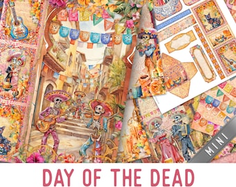 Day of the Dead Junk Journal Kit MINI, Day of the Dead Crafting Printables Embellishments Printable Paper Junk Journal 003534