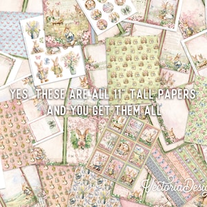 Spring Bunnies Junk Journal Kit DELUXE, Bunny Crafting Printables Kit Bunny Embellishments Printable Paper Bunny Craft Kit Bunny 003331 image 2