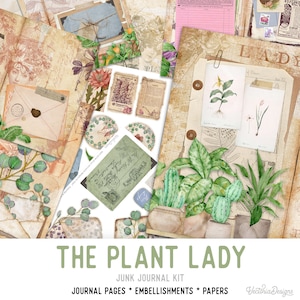 The Plant Lady Junk Journal Kit, Junk Journal Supplies, Junk Journal Printables, Journal Digital Kit, Junk Journal Ephemera Botanical 002114