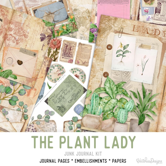 Plant Lady Junk Journal Kit - Printable Pages for Crafting - 002114