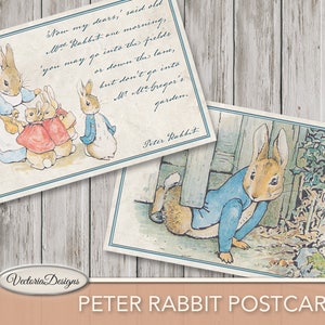 Peter Rabbit Postcards, Printable Postcards, Beatrix Potter Digital, Party Supplies, Digital Peter Rabbit Gift Tags, Scrapbook Sheet 001717 image 4