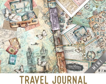 Travel Junk journal Kit, Travel Journal MINI Crafting Printables Kit Travel Embellishments Large Junk Journal Travel Paper Travel 003065