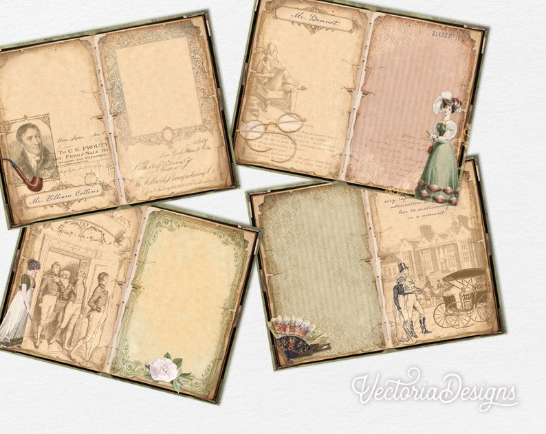 Pride and Prejudice Junk Journal Kit, Jane Austen Junk Journal Kit, Vintage Ephemera, Journal Supplies, Embellishments, Scrapbooking 002368 image 7