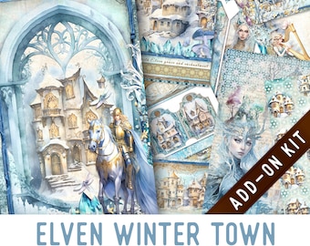 Elven Winter Town Junk Journal Kit ADD-ON, Printable Junk Journal Pages Journal Kit Craft kits Vintage Junk Journal 003395