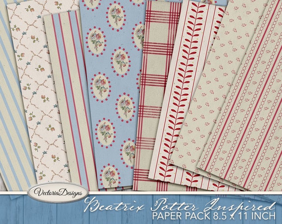 Beatrix Potter Inspired Paper Pack, Printable - 001893
