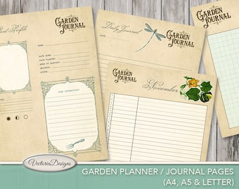 Garden Planner, Garden Journal Printable, Digital Planner, Digital Download, Journal Pages Printable, Planner Download, Clip Art  001751