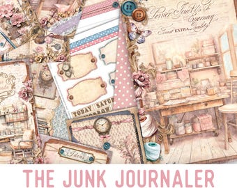 The Junk Journaler Junk Journal Kit, Vintage Junk Journal Kit Embellishments Junk Journal Papers Printable Craft kit 003536