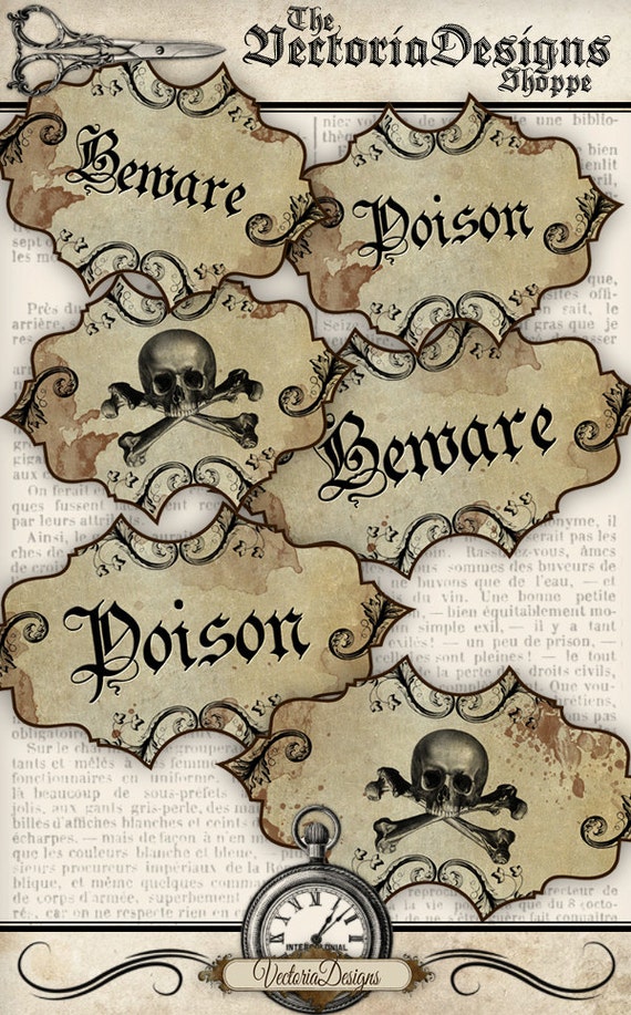 Halloween Poison Labels grunge printable decor decoration
