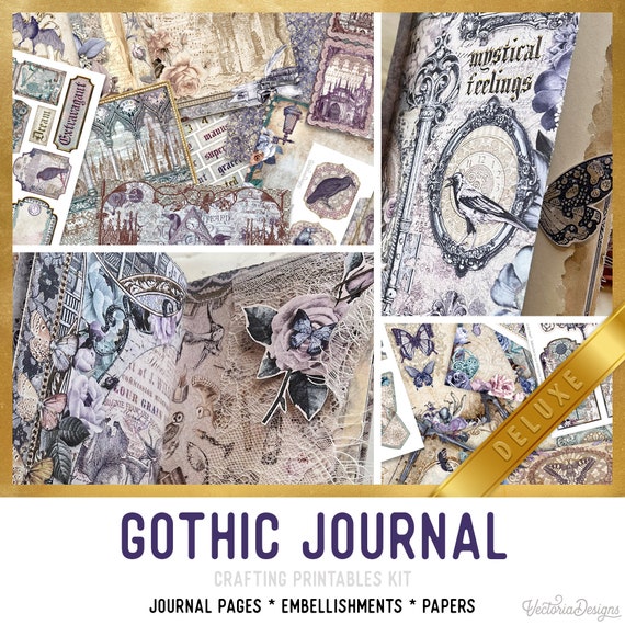 Gothic Journal Crafting Printables Kit DELUXE, Gothic Junk Journal, Gothic Embellishments, Paper, Craft Kits, Junk Journal Tutorial - 002911