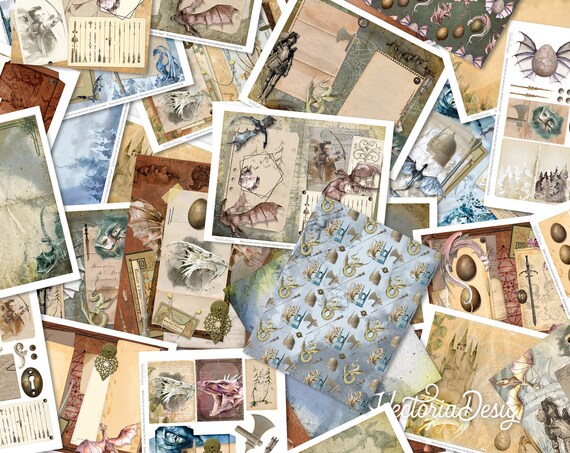 Dazzling Dragons DELUXE Junk Journal Kit, Journal Printables