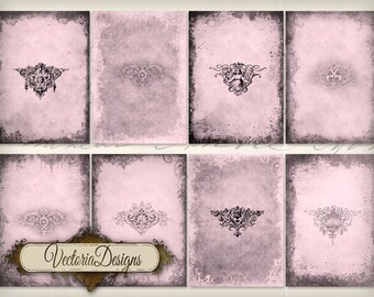 Grunge Pink ATC Cards printable cards paper crafting scrapbooking vintage images printable instant download digital collage sheet - VD0431