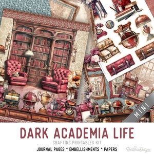 Dark Academia Life Junk Journal Kit MINI, Academia Crafting Printables Kit Academia Embellishments Printable Paper Craft Kit College 003383