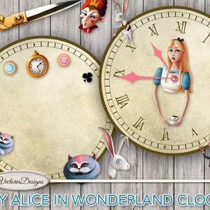 Alice in Wonderland DIY Clocks Printable Party Decor Paper Crafting ...