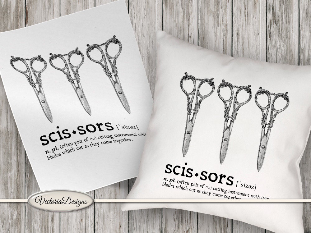 Black and White Scissors Drawing Art Board Print for Sale by Cam