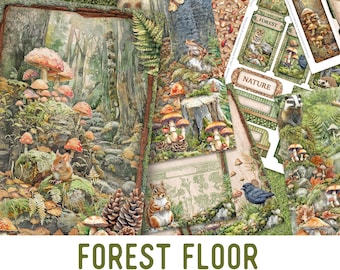 Forest Floor Junk Journal Kit, Forest Crafting Printables Forest Junk Journal Forest Embellishments Printable Paper Junk Journal 003659