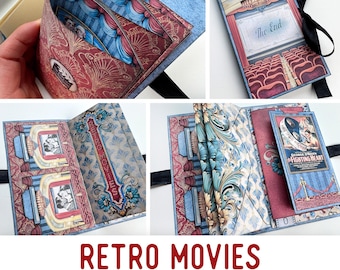 Retro Movies Mini Folio Mini Project Movie Crafts Mini Folio Movie Craft Folio Junk Journal Add On Printable Craft Kit 003564