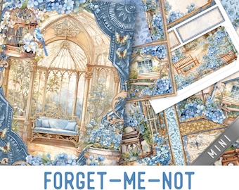 Forget-Me-not Junk Journal Kit MINI, Flower Crafting Printables Blue Flower Embellishments Printable Paper Vintage Junk Journal 003705