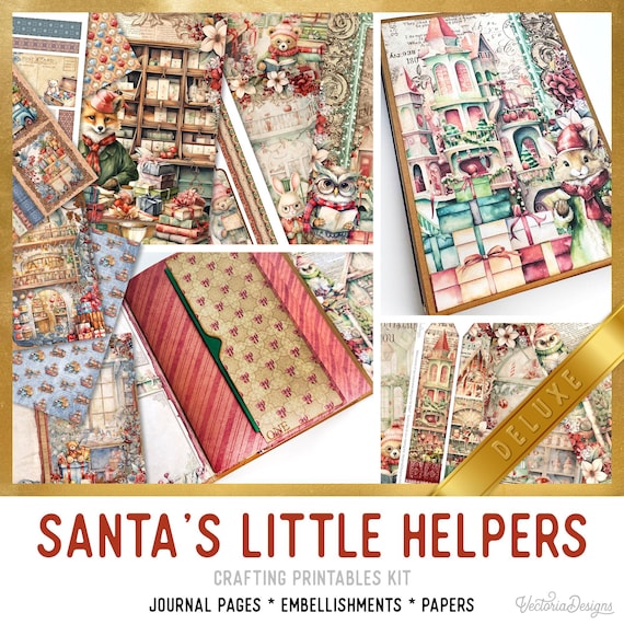 Santa's Little Helpers Junk Journal Kit, Christmas Crafting (Printable PDF) DELUXE - 003583