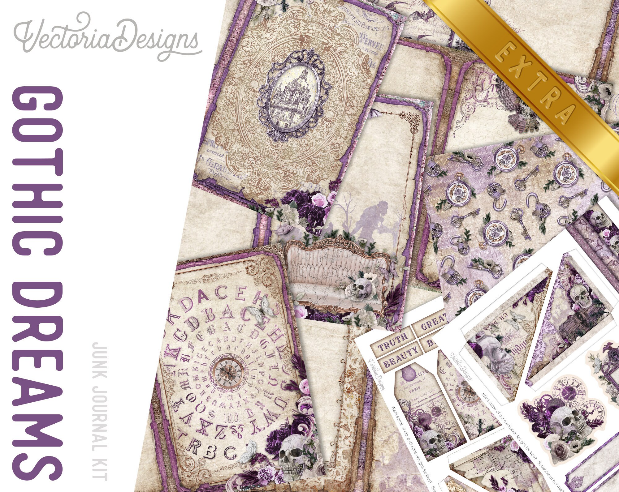 Gothic Girl DELUXE Crafting Printables Kit Gothic Junk Journal Gothic