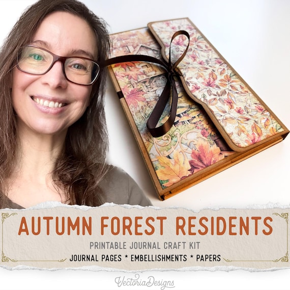 Autumn Forest Animals Journal Kit (Standard), Fall - Printable Pages, Papers, Embellishments for Crafting - 003386