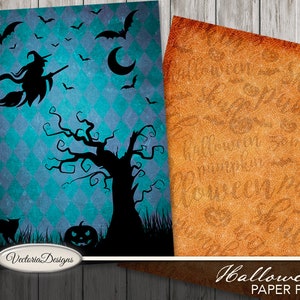 Halloween Paper Pack, Scrapbook Paper, Witch Halloween Pack, Halloween Journal, Digital Paper Download, Witch Journal Paper Pack, 001773 image 4