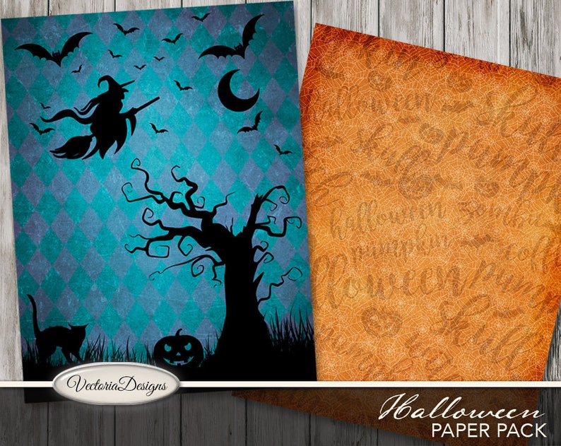 Halloween Paper Pack, Scrapbook Paper, Witch Halloween Pack, Halloween Journal, Digital Paper Download, Witch Journal Paper Pack, 001773 image 4