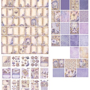 Purple and Gold Junk Journal Kit DELUXE, Purple Gold Crafting Printables Kit Purple Embellishments Printable Paper Craft Kit Tutorial 003318 image 8