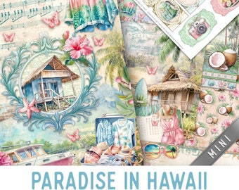 Paradise in Hawaii Junk Journal Kit MINI, Hawaii Crafting Printables Kit Hawaii Embellishments Hawaii Printable Paper Craft Paradise 003433
