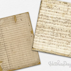 Digital Paper, Shabby Sheet Music Papers, Scrapbook Paper, Digital Paper Pack, Music Sheets, Junk Journal, Printable Journal Pages 001400 image 5