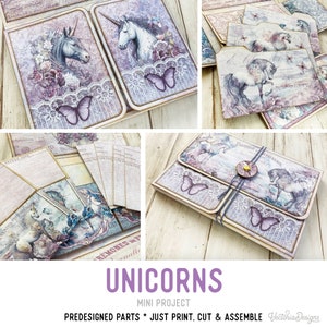 Unicorns Mini Project Vacation Crafts Library Cards Folio Unicorn Booklet Craft Kit Folio Kit Junk Journal Add On Printable Craft Kit 003025