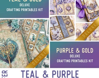 Teal & Purple Offer, Crafting Printables, Journal Papers, Journal kit, Journal Embellishments, Journal Pages, Ephemera, Craft Kit 003726