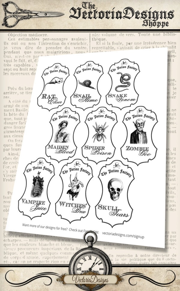 Halloween Drink Labels save ink printable decor apothecary labels display crafting instant ...