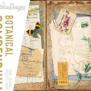 Botanical Compendium Large Junk Journal Kit, Garden Junk Journal Ephemera, Junk Journal Supplies, Botanical Journal DIY Pages 002049