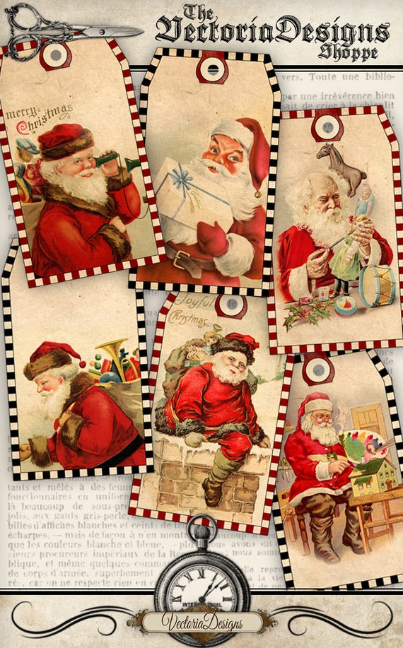 Vintage Christmas Santa Tags