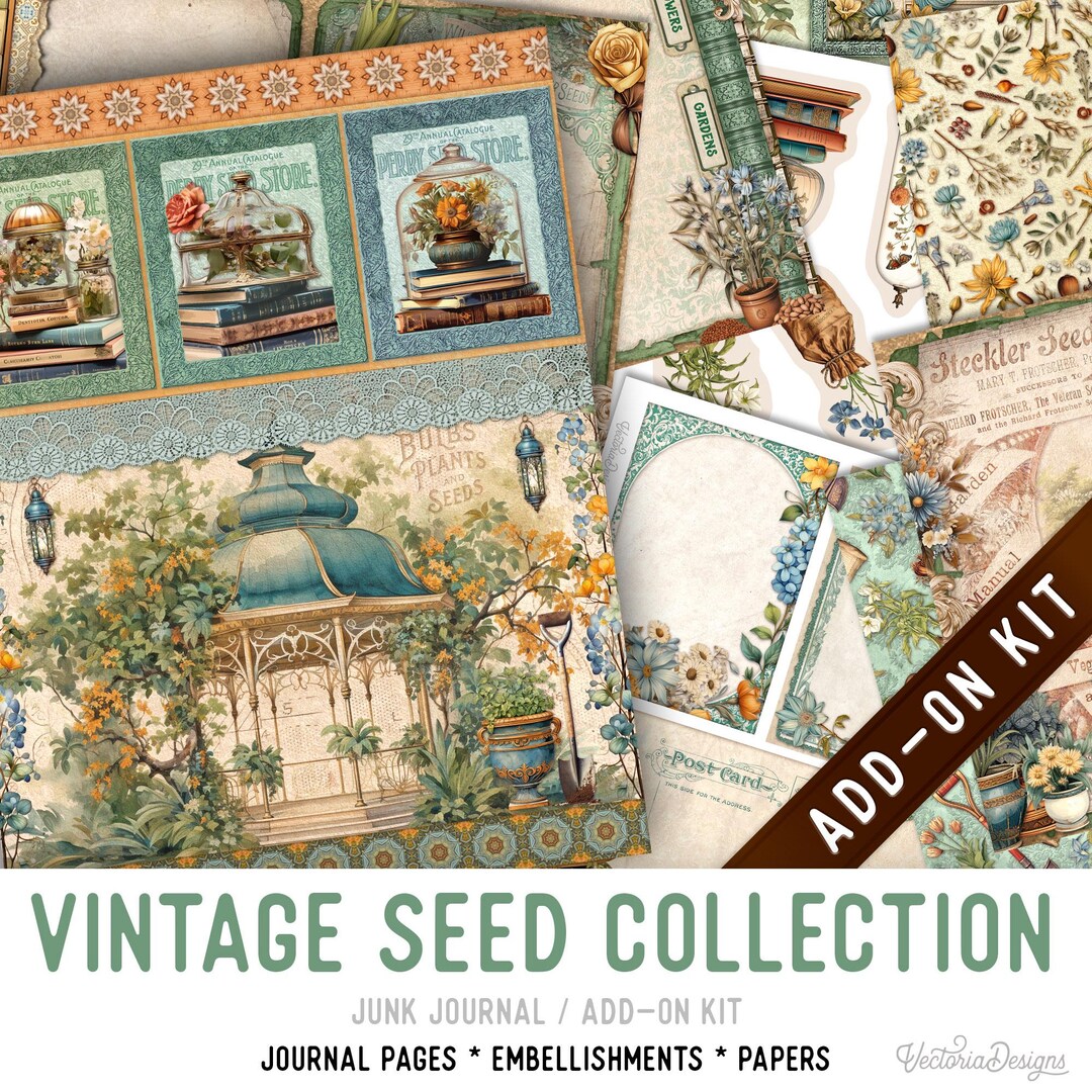 Vintage Seed Collection Junk Journal Kit ADD-ON, Printable Craft Kit ...