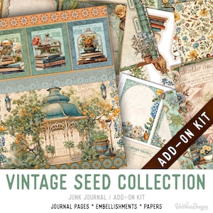 Vintage Seed Collection Junk Journal Kit ADD-ON, Printable Junk Journal Pages Journal Kit Craft kits Vintage Junk Journal 003764