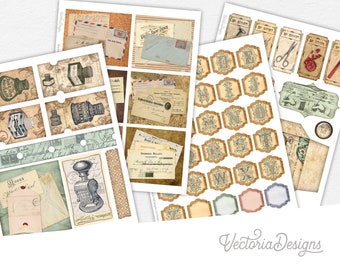 Vintage Mail Embellishment Sheets Journal Embellishments Printable Crafting Ephemera Vintage Ephemera Scrapbook Supplies Craft kits - 002845