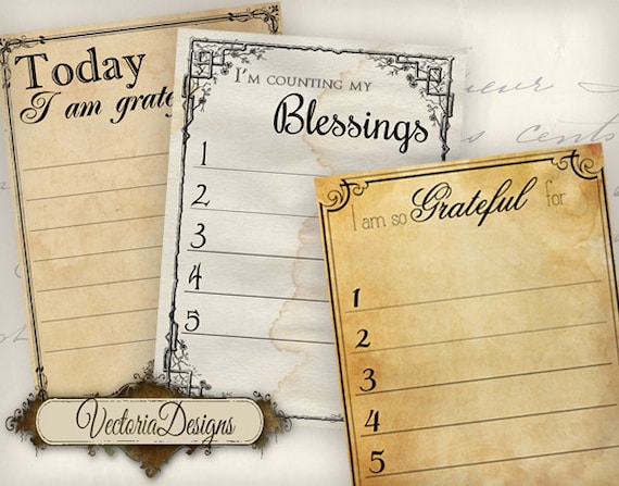 Shabby Gratitude Journal Cards, Printable Junk Journal (JPG & PDF) - 000707
